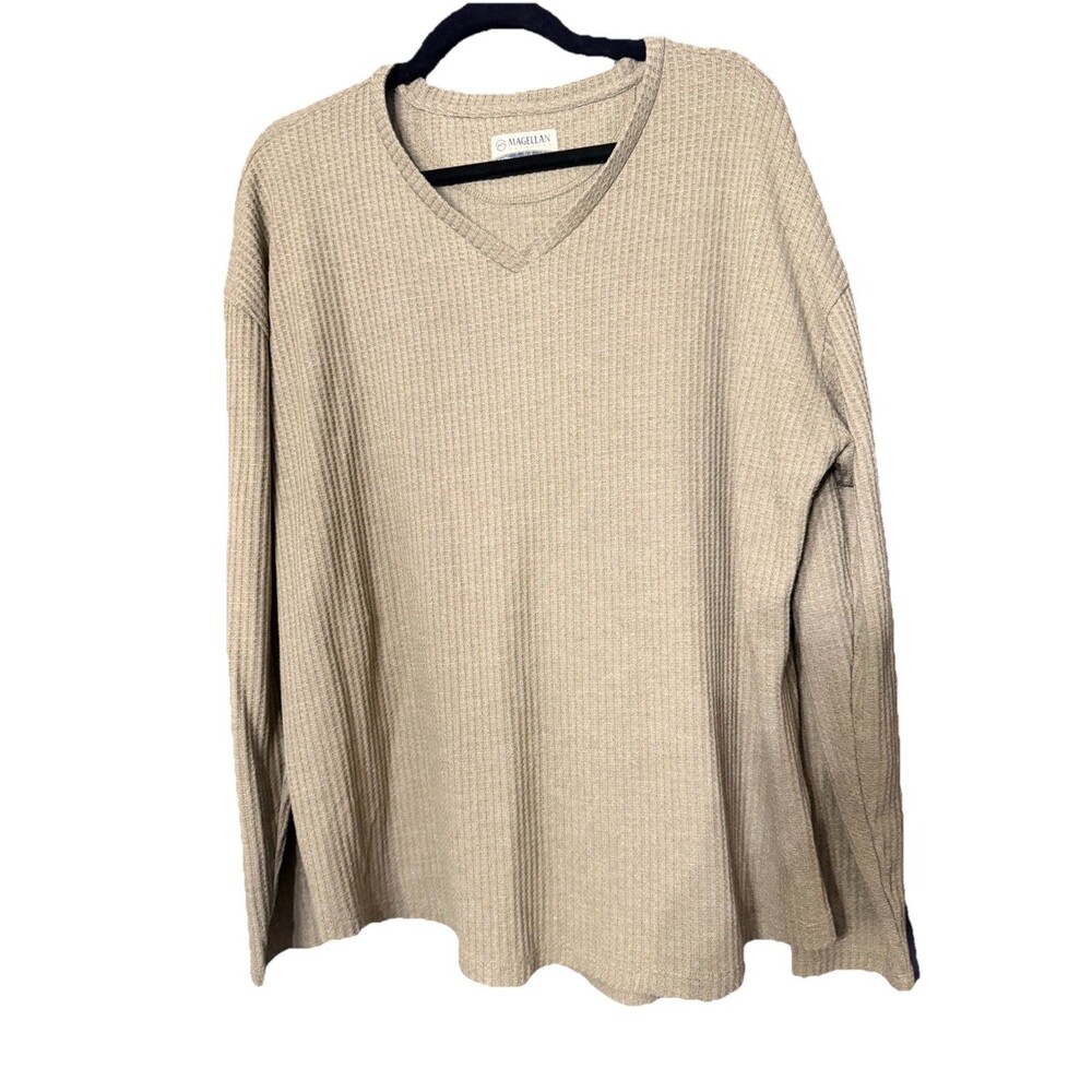 Magellan Outdoors Tunic Waffle Knit 1X Green Long Sleeve Casual‎ Plus Size